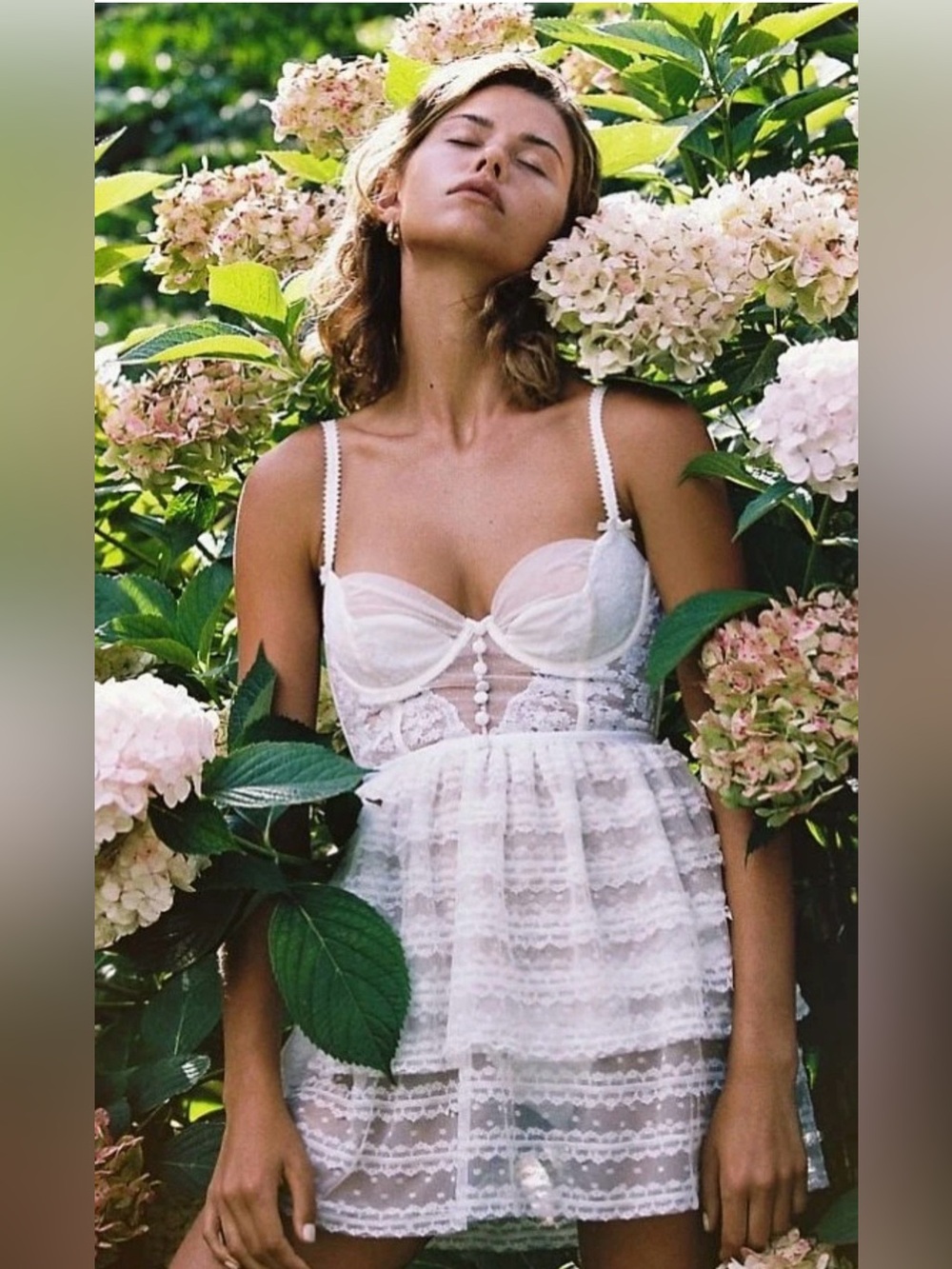 For Love & Lemons x Victoria’s Secret Love Story Slip Dress in White, size L.